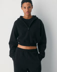 Cozy Felpafleece Crop Zip Hoodie