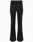 Flat lay of Siamo Firenze black Contour Flare Pants showcasing a clean waistband and sleek tailored finish.
