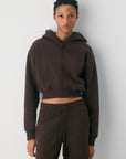 Cozy Felpafleece Crop Zip Hoodie
