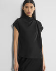 Silk Drape High-Neck Top