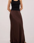 Choco Satin Bias Maxi Skirt