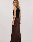 Choco Satin Bias Maxi Skirt