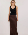 Choco Satin Bias Maxi Skirt