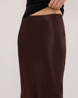 Choco Satin Bias Maxi Skirt