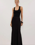 Dark Satin Bias Maxi Skirt