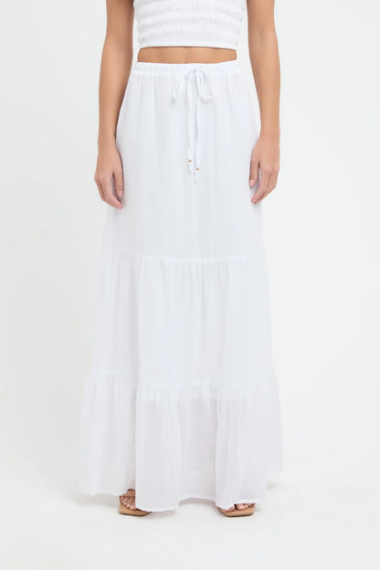 White Linen Maxi Skirt