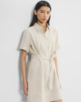 Sand Linen Belted Mini Dress