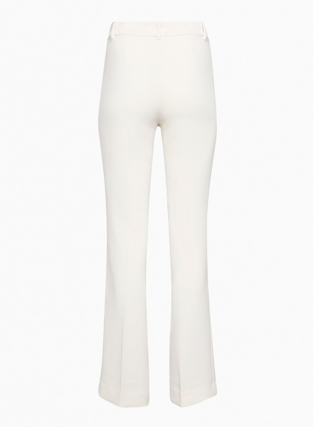 Flat lay back view of Siamo Firenze white pants featuring a contoured fit and smooth seam finish.