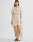 Sand Linen Belted Mini Dress