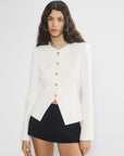Siamo firenze white sculpted blazer model wearing 