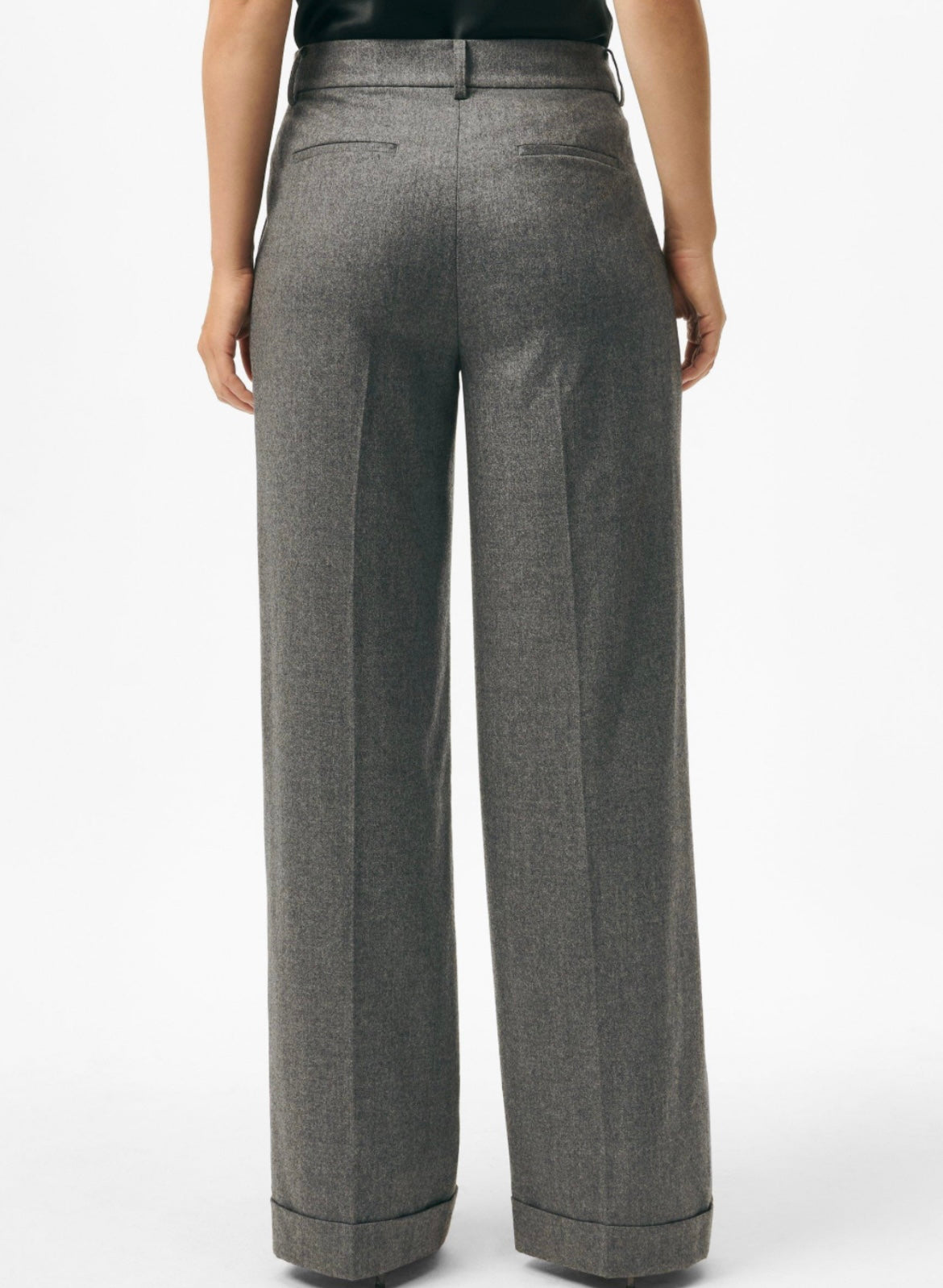 Wool Wide-Leg Pleated Flannel Trousers